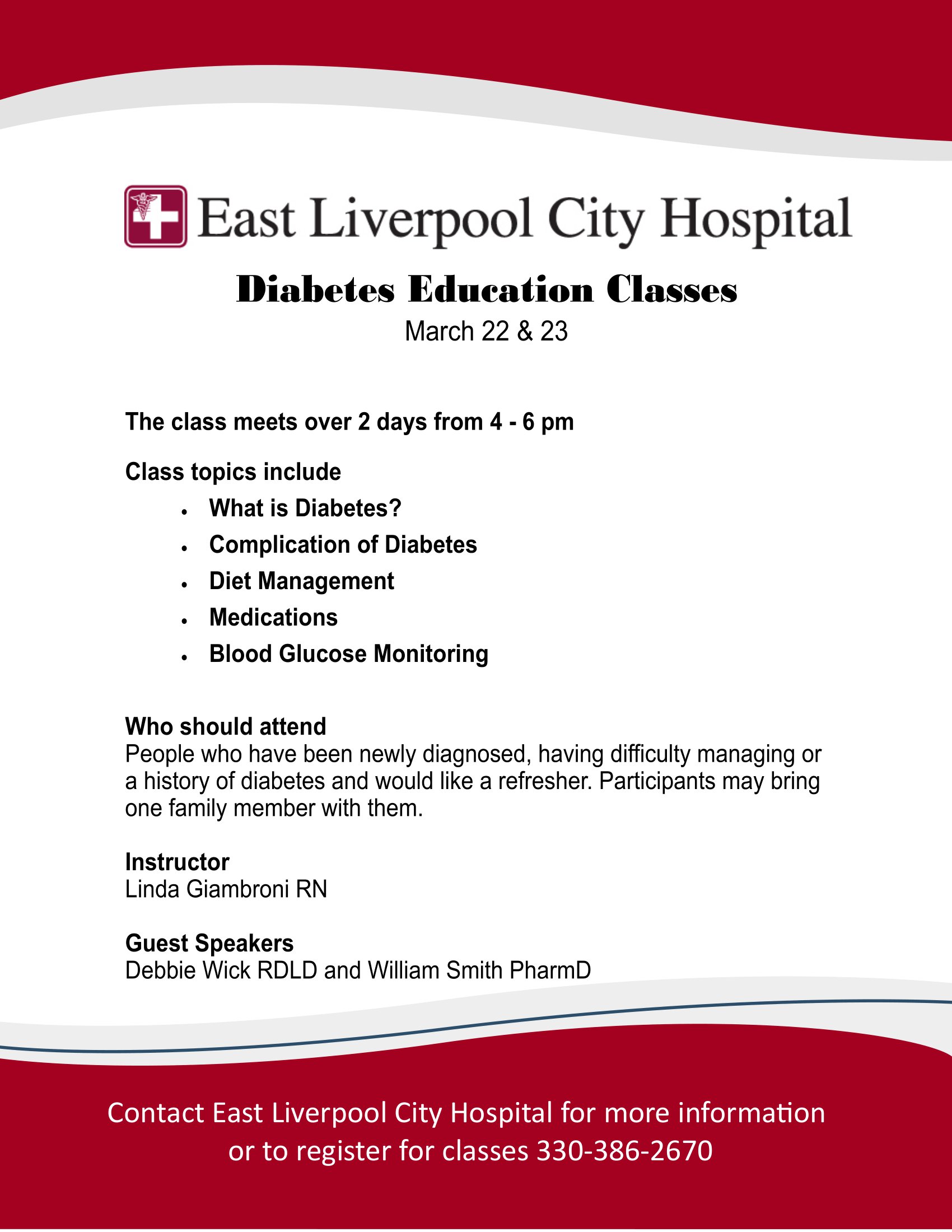 Diabetes Education Flyer - March