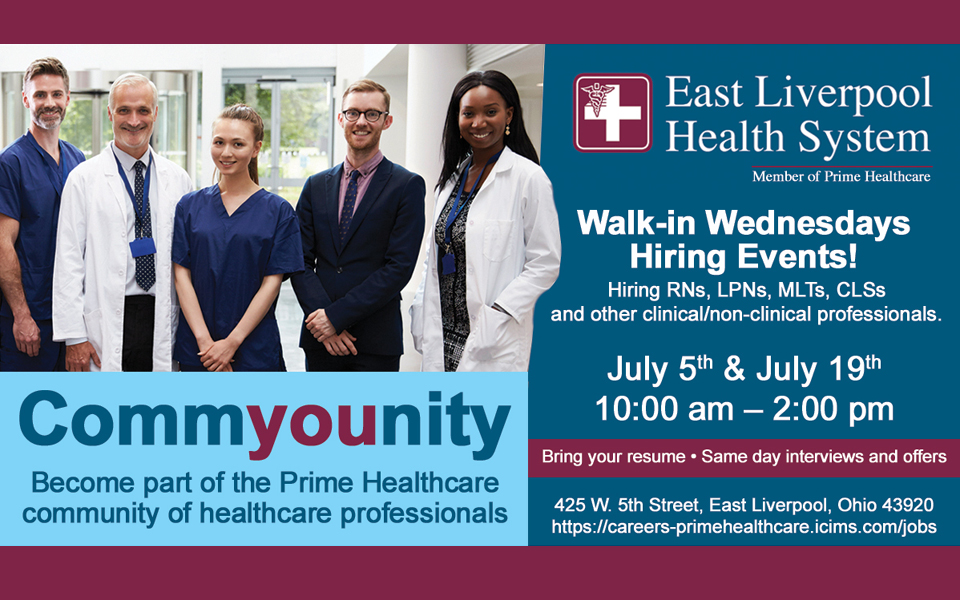 Walk-in Wednesday Hiring Events! Hiring RNs & LPNs - East Liverpool ...