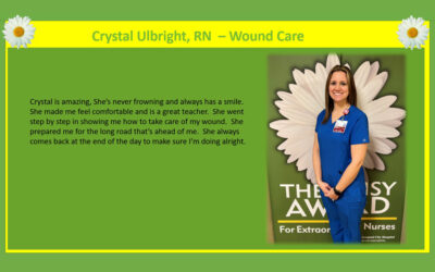 East Liverpool City Hospital congratulate Crystal Ulbright, RN – Wound Care for achieving The Daisy Award!
