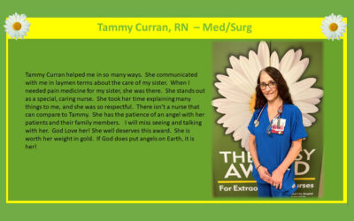 East Liverpool City Hospital congratulate Tammy Curran, RN – Med/Surg for achieving The Daisy Award!